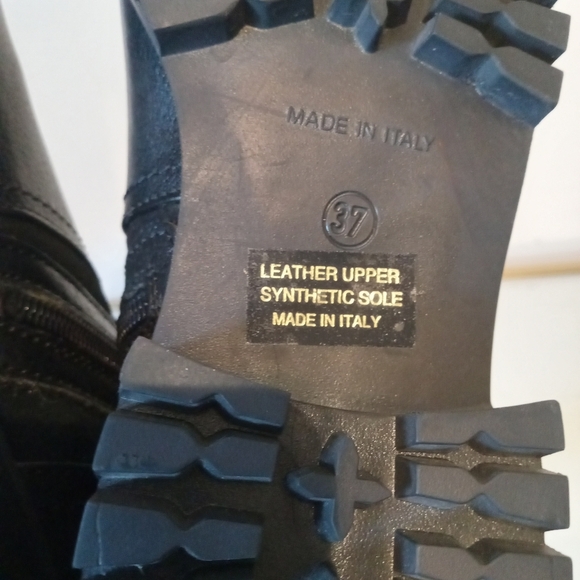 Napoleoni Black Leather Boots With Fur Made in Italy Size 37 - Picture 9 of 11